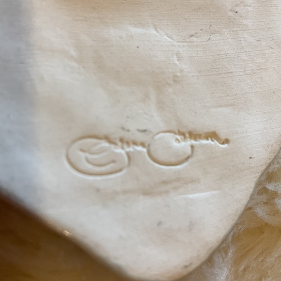 Vtg 80s necklace Artisan metallic gold pottery sculpture pendant choker - Picture 3 of 10